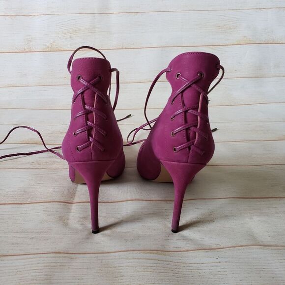 Nine West Ebba Leather Ankle Strap Pointy Toe Stiletto Heels Pumps Pink Size 8M - Picture 5 of 16